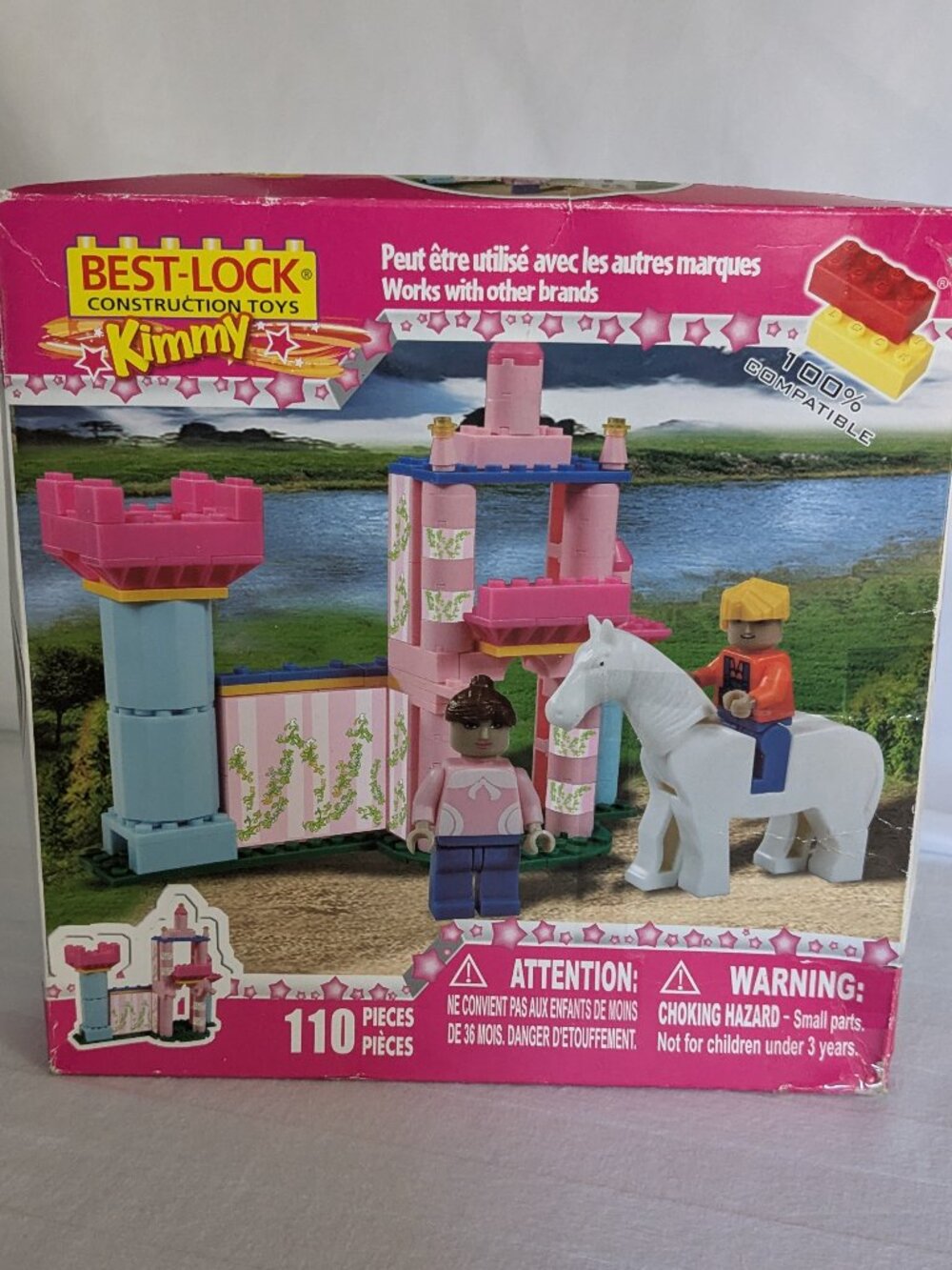 Best-Lock Construction Toy "Kimmy" Horse & Castle 110 piece Set works with Legos